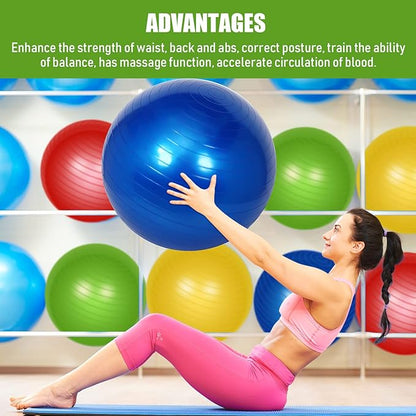 Leyndo 4 Pcs Yoga Exercise Ball Pilates Pregnancy Birthing Fitness Ball with Quick Pump Anti Burst for Improved Posture, Balance, Yoga, Pilates, Training, 4 Colors
