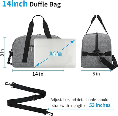 Small Gym Bag 14 inch lightweight Carry On Mini Duffel Bag for Travel Sport - light Grey