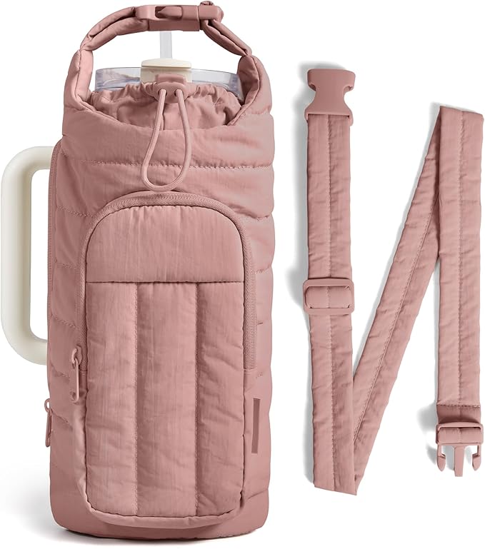 BAGSMART Water Bottle Holder Bag with Strap, 40/32 oz Crossbody Bag Gym Accessories, Sling Purses for Women