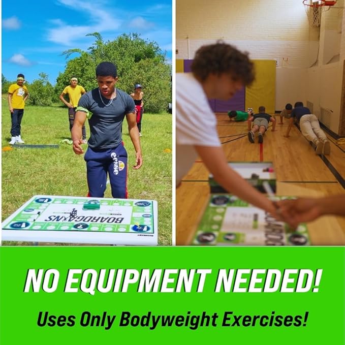 BoardGains Pro – Fitness Board Game | PE Teachers, Trainers & Parents Use for Group Workouts, Home Exercise & Physical Education | Bodyweight Cardio | No Equipment Needed