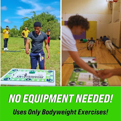 BoardGains Pro – Fitness Board Game | PE Teachers, Trainers & Parents Use for Group Workouts, Home Exercise & Physical Education | Bodyweight Cardio | No Equipment Needed