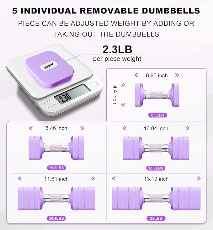 15LB 20LB 30LB 40LB 50LB Adjustable Dumbbell Set Free Weights Dumbbells Set for Women Men Hand Weights Sets Adjust Dumbbell Weight Sets for Home Gym Exercise Workout Strength Training Equipments