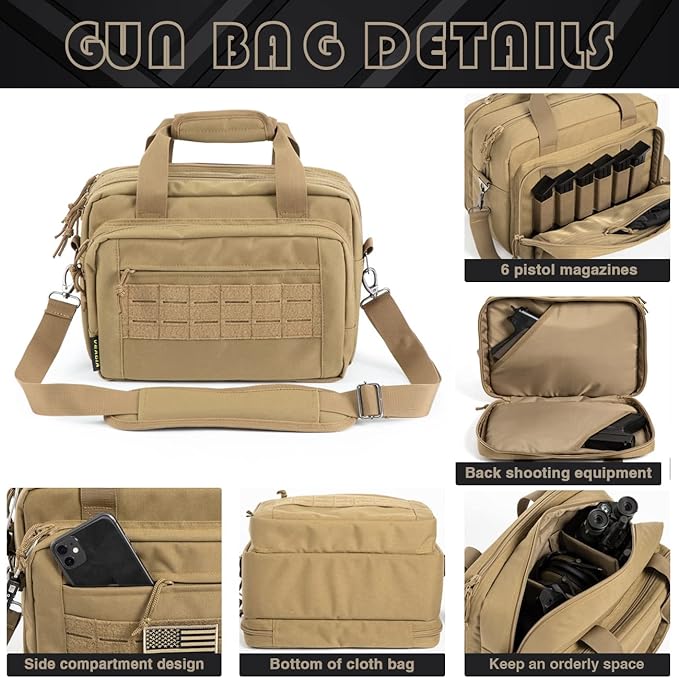 VEAGIA Range Bag,Pistol Case,Gun Range Bags For Handguns And Ammo Pouch 2 Pistols Soft Carrying Shooting Bag