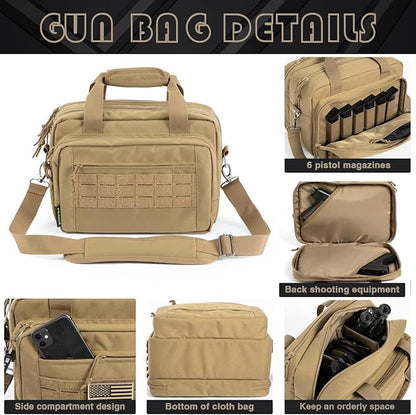 VEAGIA Range Bag,Pistol Case,Gun Range Bags For Handguns And Ammo Pouch 2 Pistols Soft Carrying Shooting Bag