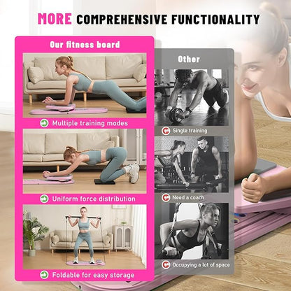 Maksone Pilates Board, Foldable Reformer Training Set, 6-in-1 Versatile Kit with Auto-Rebound Ab Roller, Home Core Workout Equipment, Tone Your Abs and Achieve a Sleek Figure