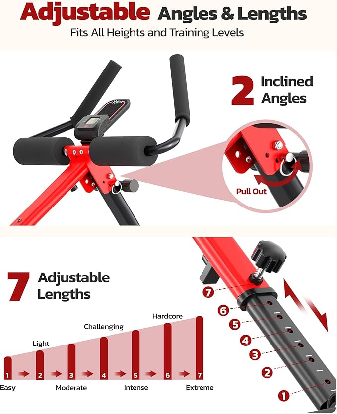 Yoleo 2 in 1 Ab & Rowing Machines for Home, Foldable Ab Workout Equipment, Ab Trainer Machine for Stomach Workout, Ab Crunch Machine with Foam Support,7-Length Adjustable Ab Machine for Home Exercise