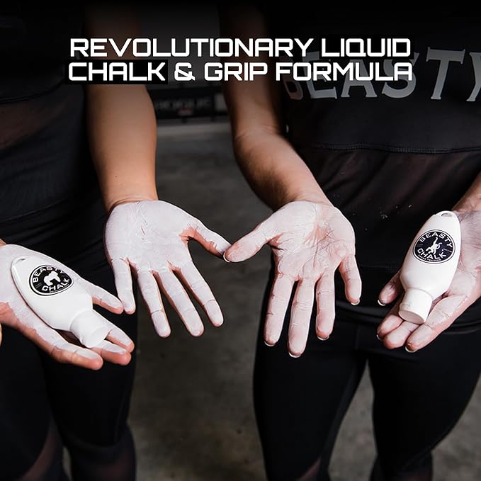 Beasty Chalk Liquid Chalk Combo Pack – 2-Pack (60ml Each) Grip Enhancer with Carabiners for Weightlifting, Climbing, Gymnastics & More – Long-Lasting, No-Mess, Fast-Drying Formula