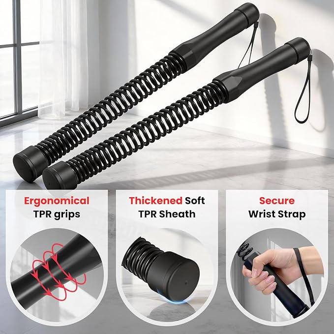DERACY 2-in-1 Cordless Battle Ropes, Ropeless Battle Ropes for Home Gym, Portable Battle Rope, Home Workout Equipment for Men Women (Black)