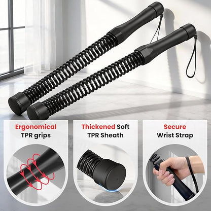 DERACY 2-in-1 Cordless Battle Ropes, Ropeless Battle Ropes for Home Gym, Portable Battle Rope, Home Workout Equipment for Men Women (Black)