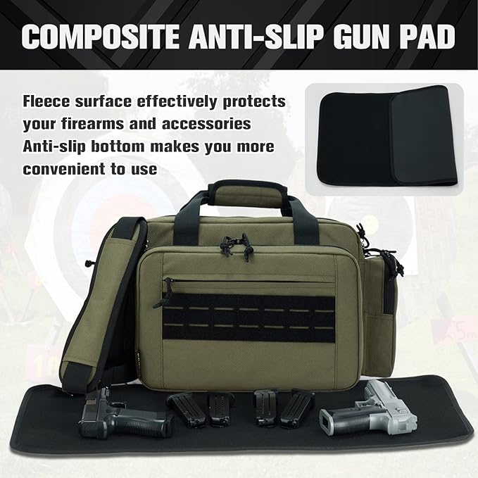 VEAGIA Range Bag,Pistol Case,Gun Range Bags For Handguns And Ammo Pouch 2 Pistols Soft Carrying Shooting Bag