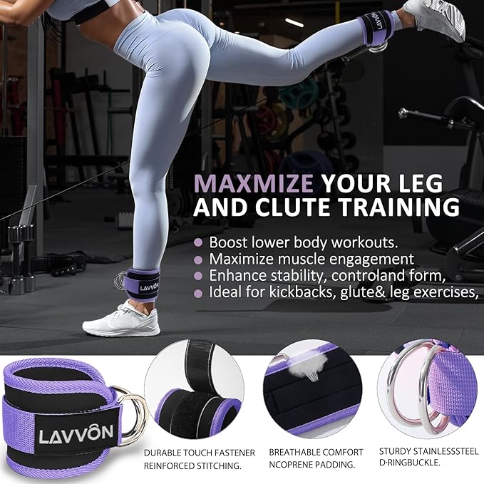 Squat Pad Set - Foam Barbell Pad for Squats Cushion, Lunges & Bar Padding for Hip Thrusts - Standard Olympic Weight Bar Pad - With Ankle Straps, Wrist Straps for Weightlifting