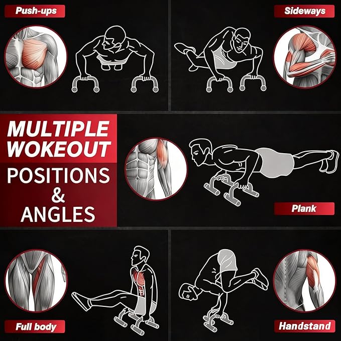 Shappy 6 Pairs Fitness Push up Handles Non Slip Push up Bar Strength Training Gym Exercise Equipment with Cushioned Foam Grip and Sturdy Structure Pushup Bar Portable Training Equipment for Men Home