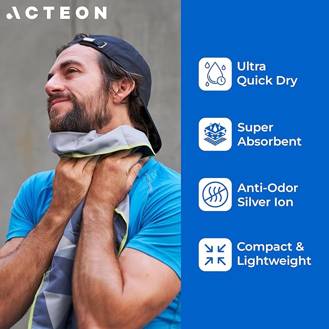 Acteon Microfiber Gym Towels 4 Pack, Quick Dry Odor Free Workout Towels for Men and Women, Super Absorbent Sports Sweat Towel for Gym, Yoga, Running, Travel, 16 x 30.5 Inch