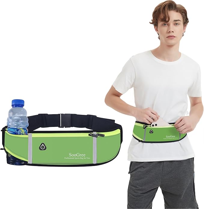 Fanny Packs, Running Belt Pack, Waist Pack Bag for Men and Women, Lightweight Runners Water Bottle Belt Bag, Phone Holder Money Belt for Traveling Hiking Cycling Walking
