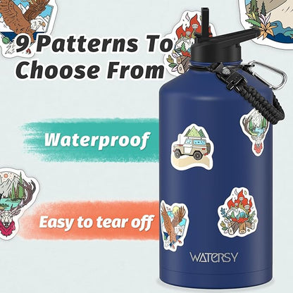 1 Gallon Water Bottle Insulated(Cold for 48 Hrs),BPA Free&Leak Proof,128oz Stainless Steel Water Jug,Large Water Bottle with Straw Spout Lids for Gym,Hiking,Camping&Travel,Deep Blue