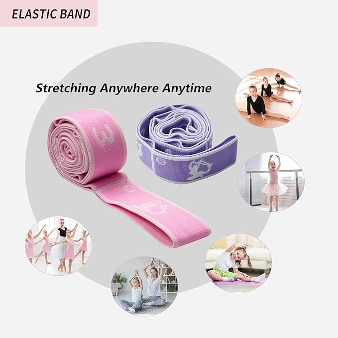 2 PCS Kids Stretching Strap - 8-Loop Adjustable Stretch Bands for Dance, Ballet, Yoga, Gymnastics Workout, Children‘s Fitness Equipment, Stretching Resistance Bands and Home Flexibility Training