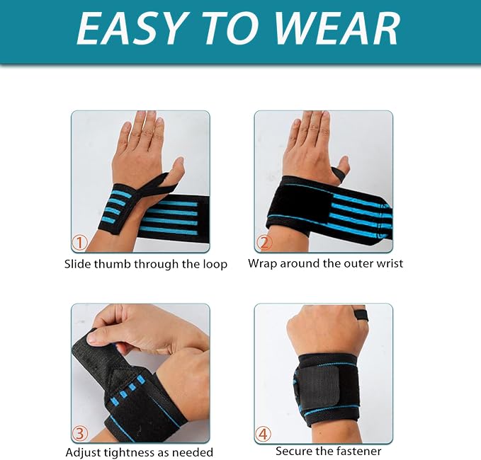 Wrist Wraps for Weightlifting 18" Professional Gym Wrist Straps for Lifting with Heavy Duty Thumb Loop Support for Powerlifting,Bench,Cross Training, Elastic Wrist Brace for Men Women Work Out