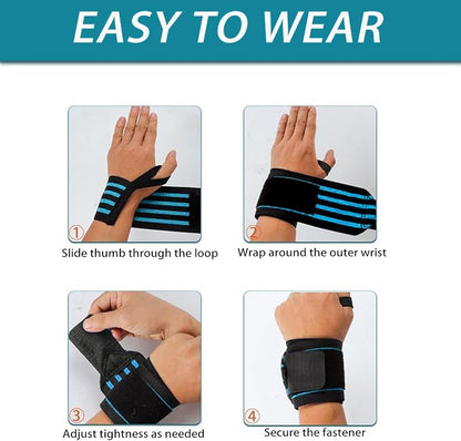 Wrist Wraps for Weightlifting 18" Professional Gym Wrist Straps for Lifting with Heavy Duty Thumb Loop Support for Powerlifting,Bench,Cross Training, Elastic Wrist Brace for Men Women Work Out