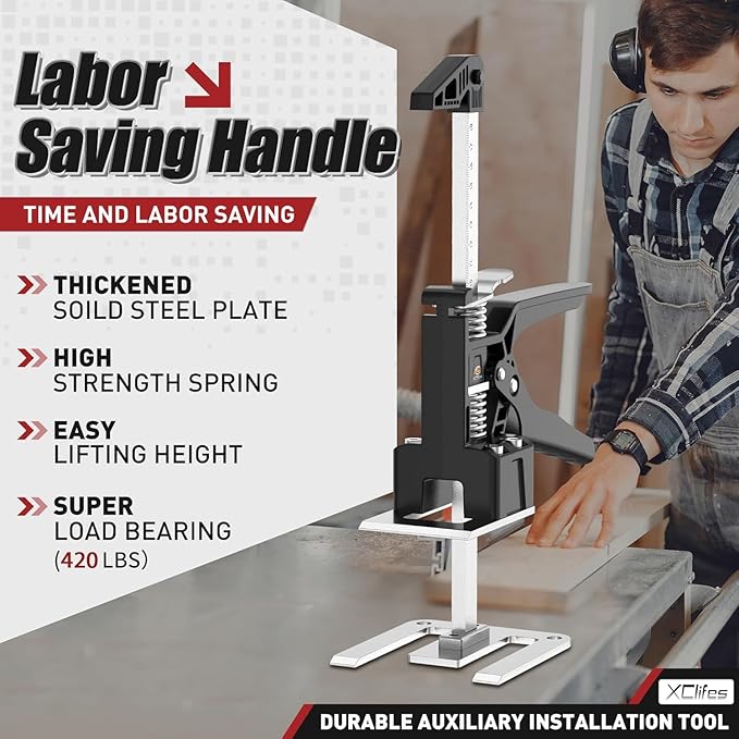 Labor Saving Arm Jack Handle 2 Pack, Construction Jack, Wall Tile Locator, Multi Function Height Adjustment Lifting Device, Door Panel Lifting Cabinet, Raised 9.8 in, Pair Dynamic Load 420 LB