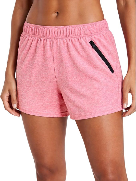 Liberty Imports 1 or 5 Pack Womens Lounge Workout Shorts with Zipper Pockets 5" Inseam Lightweight Athletic Casual Shorts