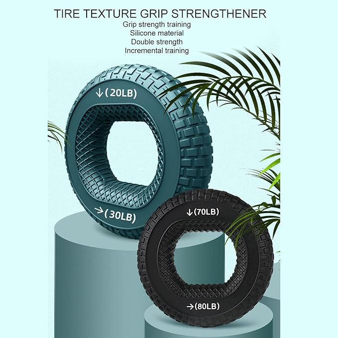 Grip Exercise Ring,70 to 80LB Hand Grip Strengthener Soft Silicone Portable Tire Texture Forearm Finger Exerciser Grip Strength Trainer Ring Black