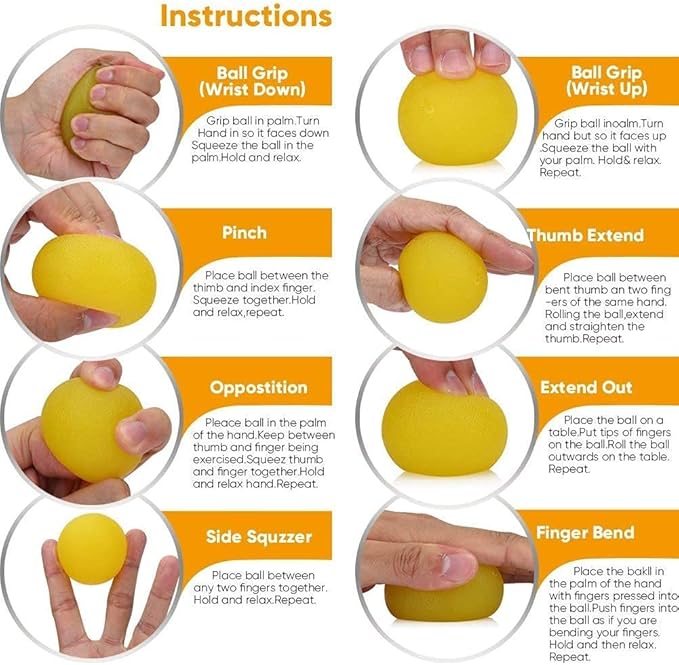 3 Resistance Levels Hand Exercise Balls, Sticky Stress Relief Balls for Adults, Squeeze Balls for Physical Therapy, Hand Grip Strength Trainer, Wrist Forearm Finger Exerciser