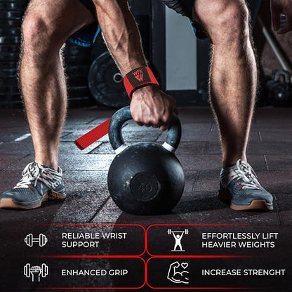 Weight Lifting Straps Wrist Support Padded Neoprene Gym Cross Training Hand Bar Weightlifting Straps Fitness Bodybuilding Power Exercise Grips Deadlift Men Women