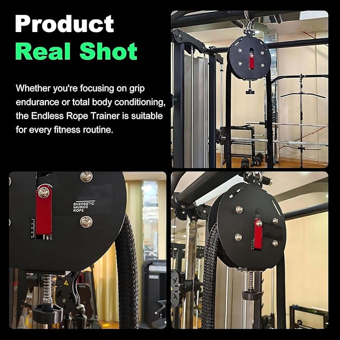 Endless Rope Trainer, 30kg/330lb Adjustable Resistance Trainer Machine, Suspension Endless Rope Pulley System| Closed-Loop Nylon Rope, Home Gym Rope for Interval Resistance Training