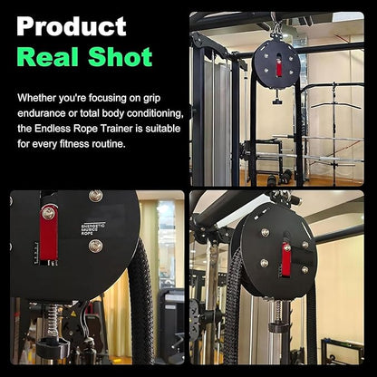 Endless Rope Trainer, Portable Cable Pulley System, Pulley Cable Machine System with 30kg/330lb Adjustable Resistance, Home Gym Equipment, for Grip, Arms, Back, Body Coordination Exercises
