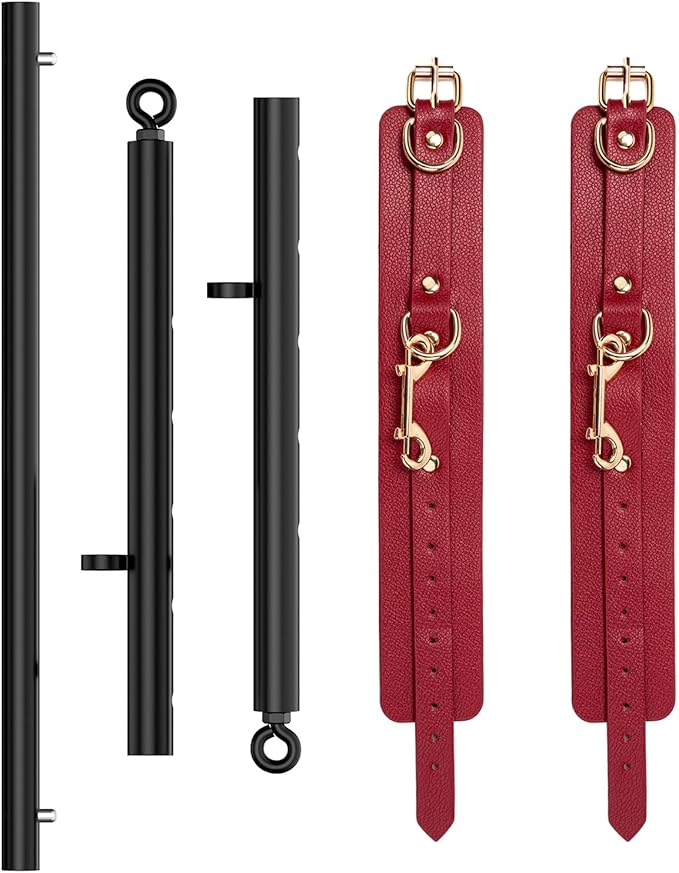 Heavy Duty Stainless Steel Expandable Spreader Bar with 2pcs PU Adjustable Straps, Sports Aid Training Fitness Gear Pilates Aid Kit,Home Indoor Sports Yoga Set
