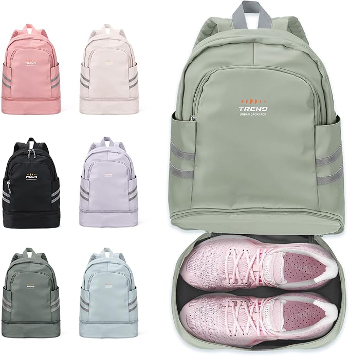 coofay Gym Backpack For Women Waterproof Sports Backpack With Shoe Compartment Lightweight Travel Backpacks Small Gym Bag Dance Volleyball Backpacks