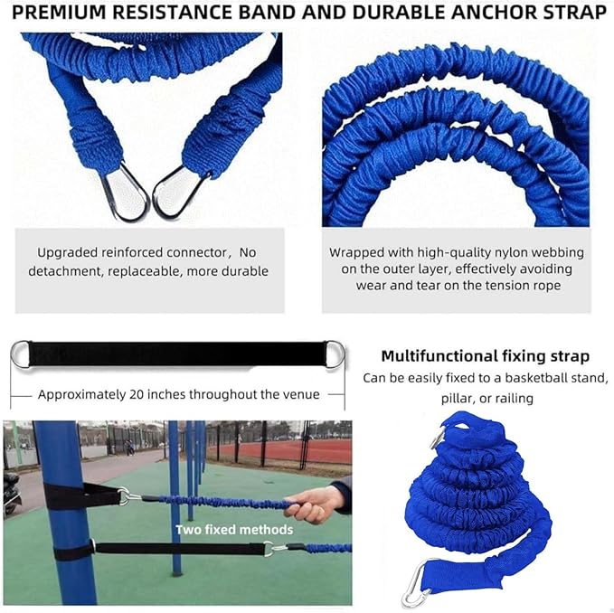 Resistance Speed Training Set, 8pcs Exercise Explosive Force Bounce Physical Equipment Double Rope Improve Agility Power Strength for Jumping Basketball Tennis Football Volleyball