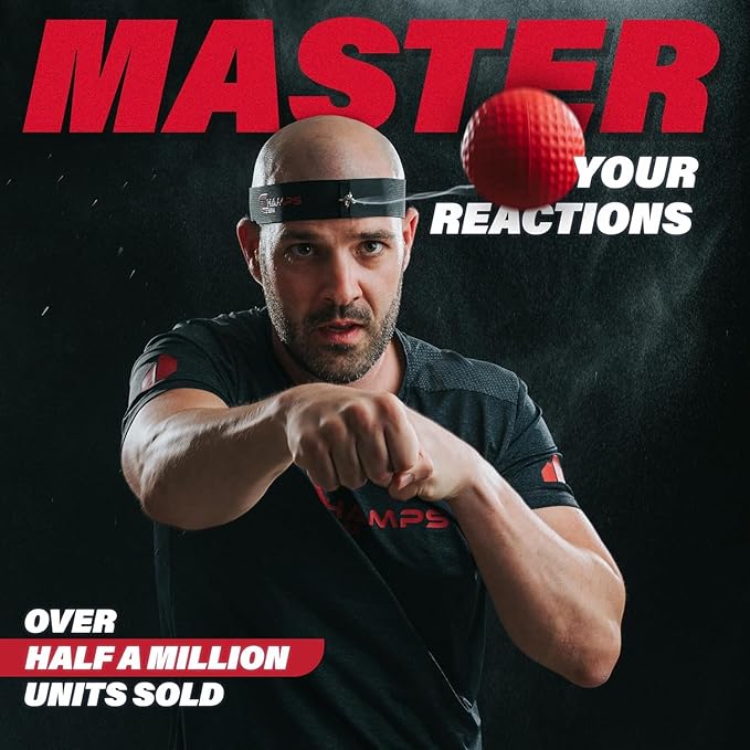 Champs MMA Boxing Reflex Ball with Punch Counter App | Boxing Equipment - Speed, Agility & Reflex Training | Hand Eye Coordination Training |Adjustable Headband| MMA Gear for Adults & Kids (Advanced)