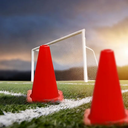 Heavy Duty Agility Training Cones (2 in, 6 in, 9 in, 12 in, 18 in, 28 in) for Sports and Kids Coaching, Multipurpose Field Marker Cones, Soccer, Basketball Drills, Bike, Motorcycle Training