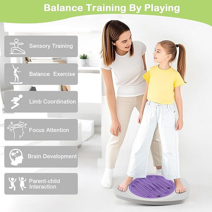 Balance Board with Maze for Kids, 20 inch Labyrinth Wobble Board Rocking Seesaw Sensory Training with 2 Balls & 2 Replacement Labyrinth Disks, Non-Slip Pedals Indoor Outdoor for Boys Girls