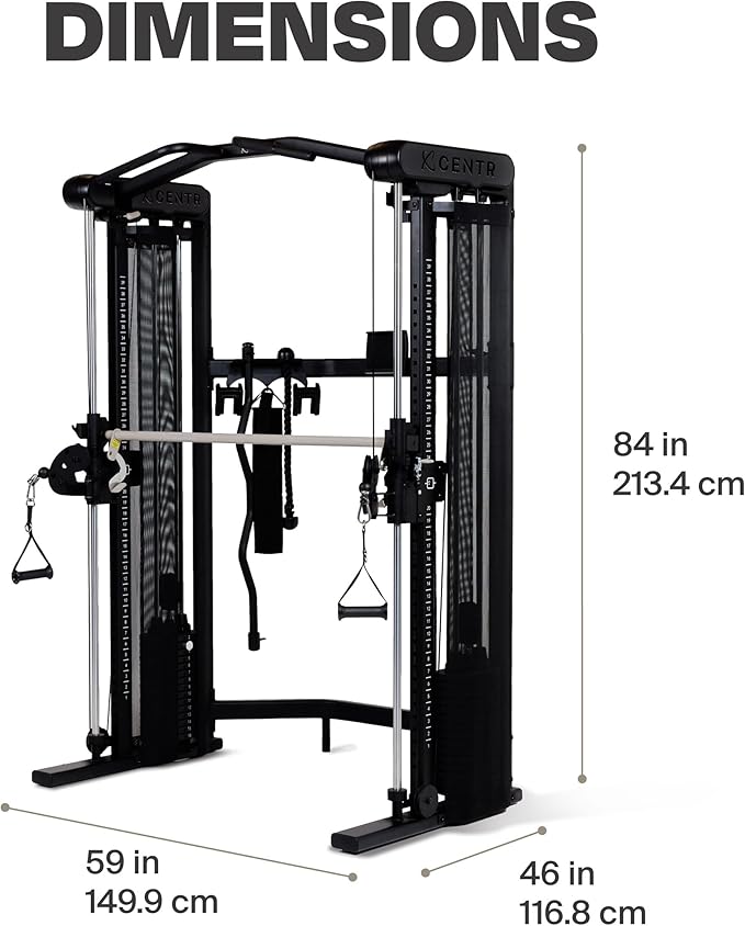 Centr Home Gym Functional Trainer - Multifunctional Cable Machine Home Gym System - Workout Weight Machine for Strength Training - Full Body Compact Exercise & Fitness Equipment Set