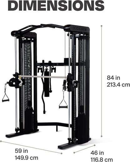 Centr Home Gym Functional Trainer - Multifunctional Cable Machine Home Gym System - Workout Weight Machine for Strength Training - Full Body Compact Exercise & Fitness Equipment Set