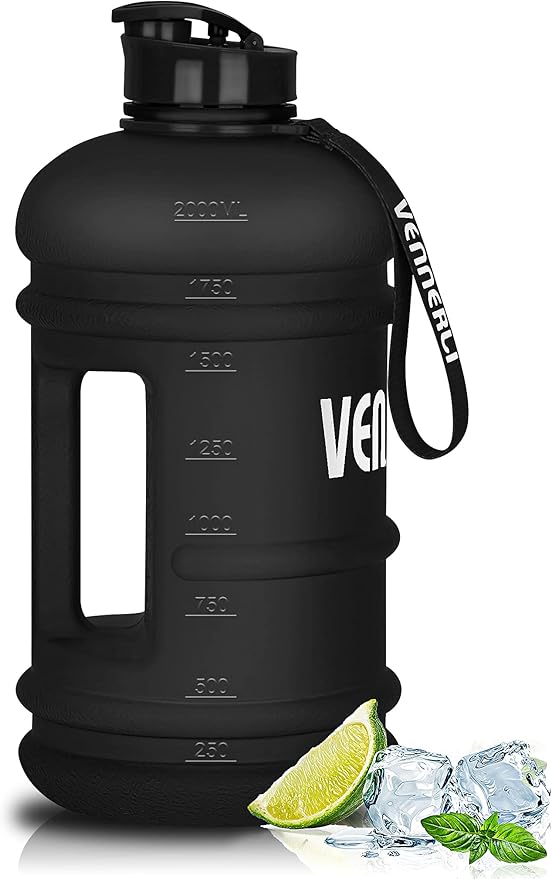 VENNERLI Half Gallon Water Bottle 2.2L Large Sports Water Bottle with Handle 74oz BPA-free Reusable Plastic Water Jugs Leakproof Hydro Bottle for Gym Yoga Travel Camping Cycling Outdoor Sports
