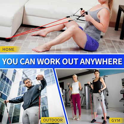 WHATAFIT Resistance Bands Set with Handles - Exercise Bands Home Gym Strength Training Equipment, Includes Door Anchor & Ankle Straps for Full Body Workout Bands, Physical Therapy