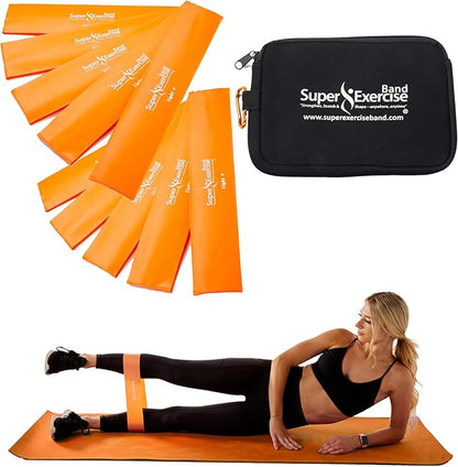 USA 14" x 3" Extra Long Latex Free Mini Loop Bands in 3, 5, 10 Pack Sets. 10 Strengths for Resistance Training, Stretching, Yoga, Toning. Plus an Exclusive iPhone App and E-Book.