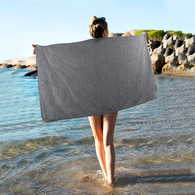 SUNLAND Microfiber Gym Bath Towel Ultra Soft Travel Camping Towel Super Absorbent Swimming Sport Towels with Carry Bag for Adults and Children
