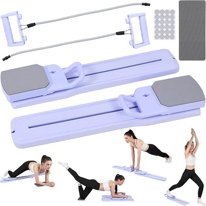 Split Pilates Board with Resistance Bands, Foldable Reformer Equipment Kit for Full Body at Home Workout, 57x5.9x37.4 Inches