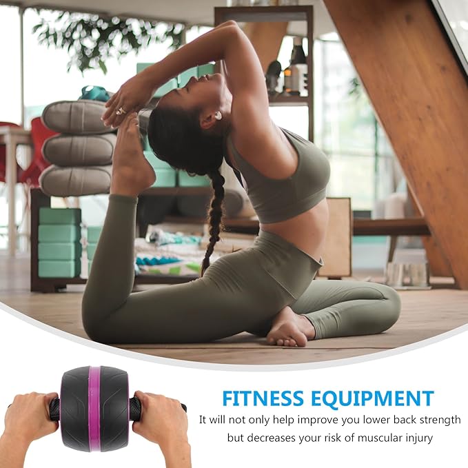 Automatic Rebound Ab Roller Wheel Fitness Equipment for Home Gym Core Strength Training and Silent Abdominal Trainer with Ergonomic Handle for Men and Women Beginners and Advanced