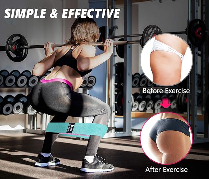 EnriQ Booty Bands Fabric Resistance Bands for Legs and Butt - Non Slip Cloth Hip Bands Elastic Workout Bands - Activate Glutes and Thighs - Made of Premium Elastic Fabric