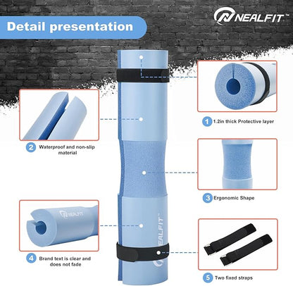 Barbell Pad Squat Pad for Squats—Squat Bar Pad—Great for Weightlifting,Lunges and Hip Thrusts—Foam Sponge Pad—Fit Standard and Olympic Bars Perfectly