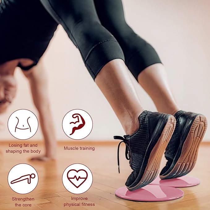 Upgrade Sport Core Sliders for Working Out - Dual Sided Glide Discs for Full Body Workout on Carpet or Hardwood Floor - Fitness & Home Exercise Equipment for Athletes