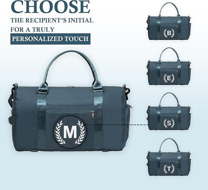 Gym Bag with Shoe Compartment - Personalized Monogrammed Duffle for Sports, Travel, and Workout with Initials