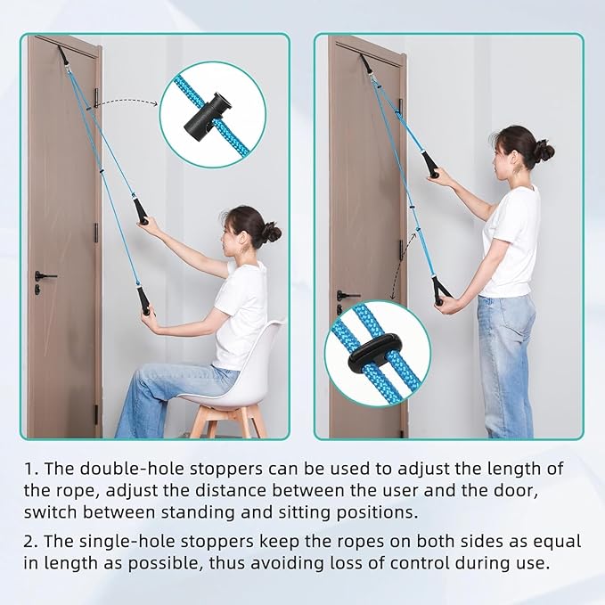 Fanwer Shoulder Pulley - Metal Pulley and Padded Handles,Over The Door Physical Therapy,Relieves Shoulder and Arm Pain, Aids in Post-Surgery Recovery, FSA/HSA Eligible,Blue