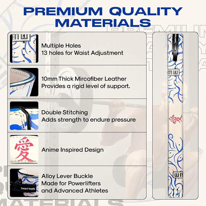 Anime Lever Belt, Weight Lifting Belt, Heavy Duty Powerlifting Weightlifting Gym Belt for Deadlifts Squats Back Support