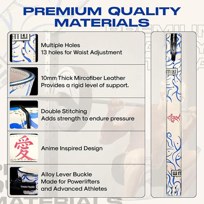 Anime Lever Belt, Weight Lifting Belt, Heavy Duty Powerlifting Weightlifting Gym Belt for Deadlifts Squats Back Support